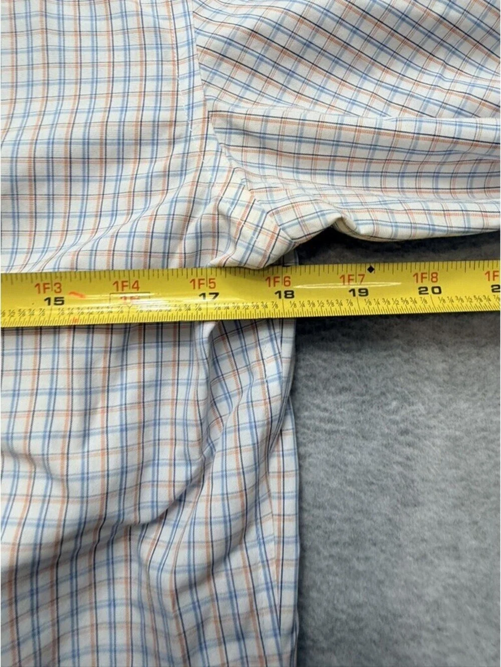 Mens Dress Shirt Long Sleeve Button Down Blue Orange White Plaid